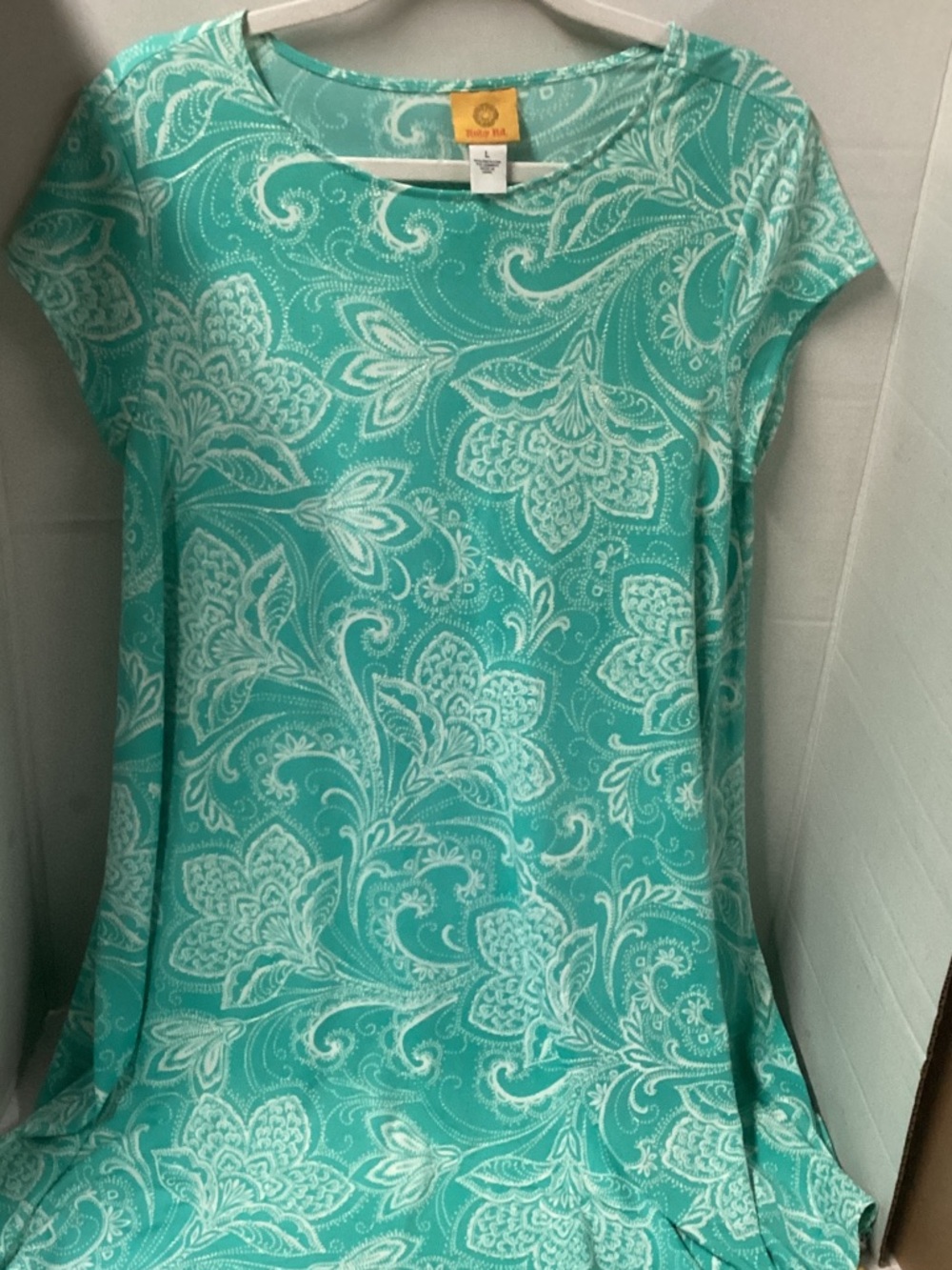 Ruby Rd. Teal Paisley Short-Sleeve Dress